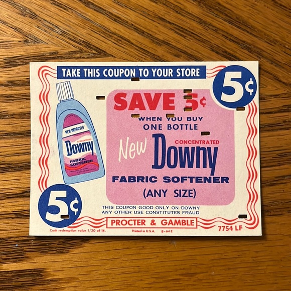Vintage | Other | Vtg 6s Downy Fabric Softener Keypunch Coupon ...